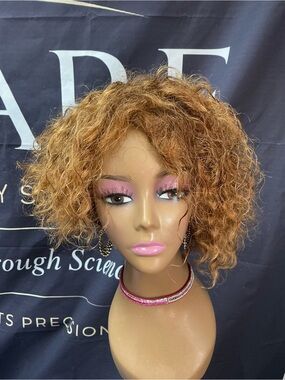 Light Copper Curly Short Wig - Women Hair